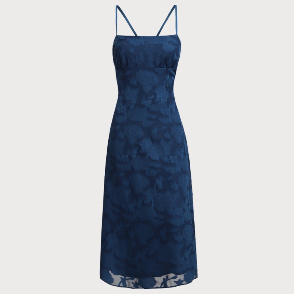 Rihoas Navy Jacquard Slip Backless Maxi Dress - Picture 6 of 10